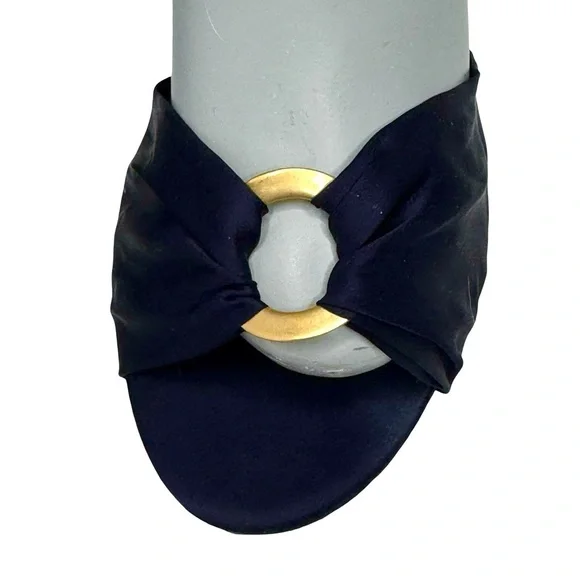 ALEXANDRE BIRMAN Alessa 60 Suede Ankle Wrap Block Sandals Navy Petrol with Gold - Picture 7 of 16